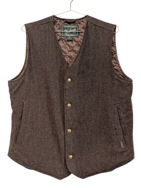 Woolrich Dark Olive Quilted-Lined V-Neck Vest